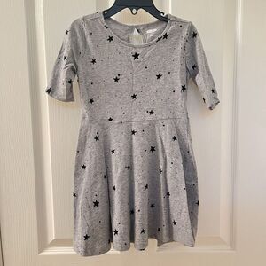 Old Navy Gray Stars Skater Dress 3/4 Sleeve Girls Size XS 5